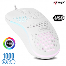 Mouse Gamer RBG USB 1000Dpi KP-MU010 Knup - Branco